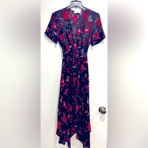 A.L.C silk wrap dress with belt. Short sleeve. Midi length.
